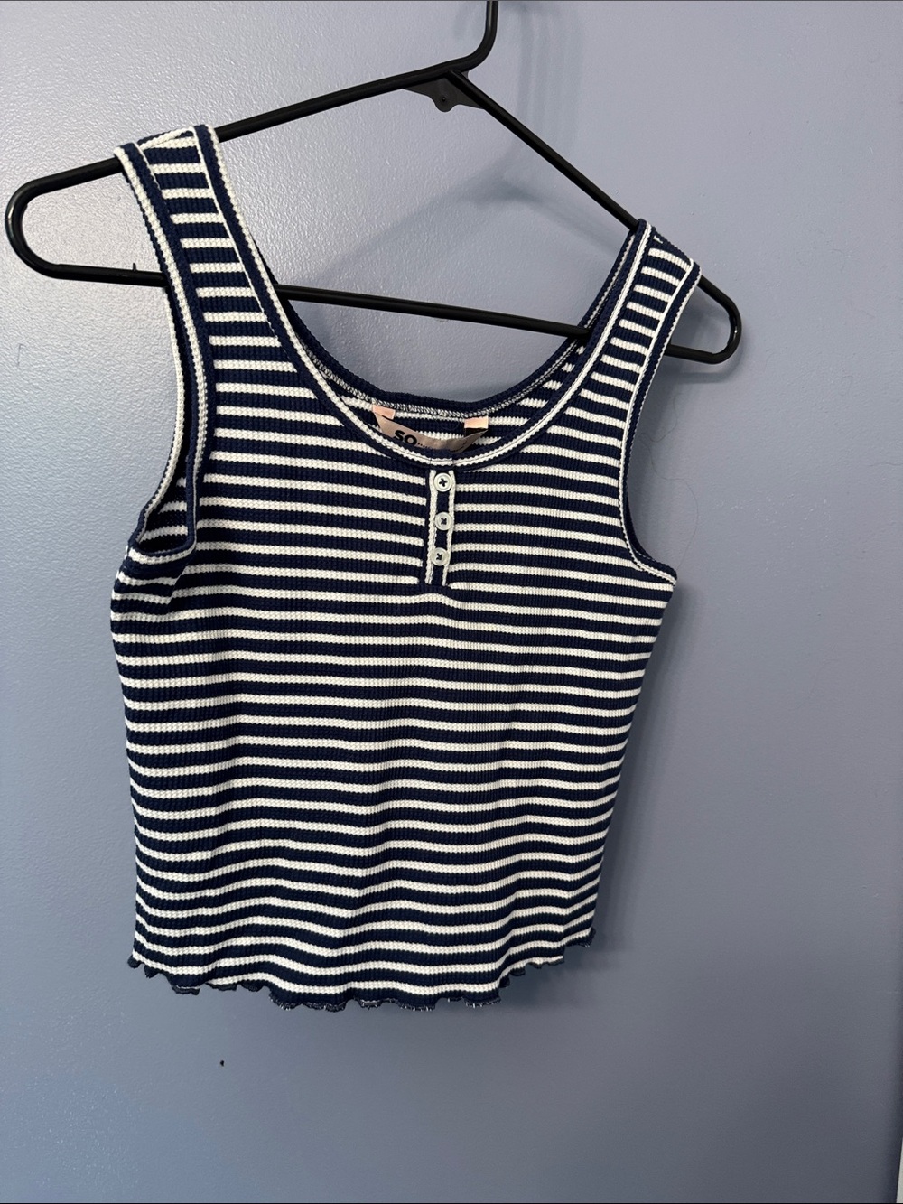 So Striped Navy & White Knit Tank Top